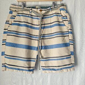 SCOTCH & SODA Striped Bermuda Shorts w/ Belt Blue Grey White Preppy Mens Size 36